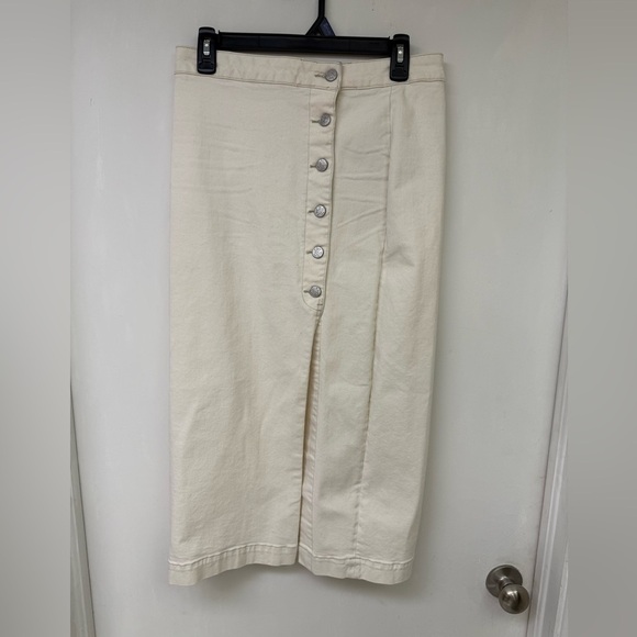 Free People Cream Pencil Skirt with Button Accents Size 8 - Picture 2 of 4